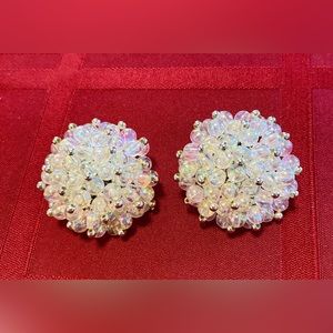 Beaded clip earrings. Very glittery.